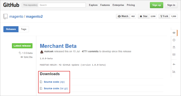 Download Magento 2 installation distributive from Github