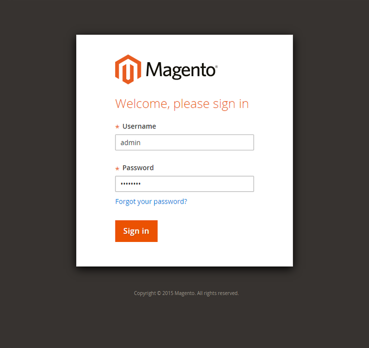 Magento administration zone