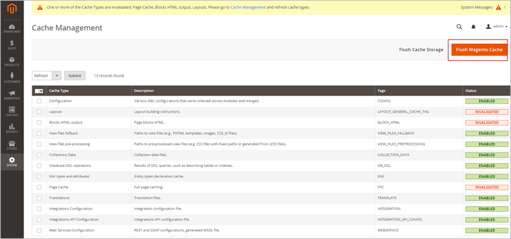 Magento 2 cache Management